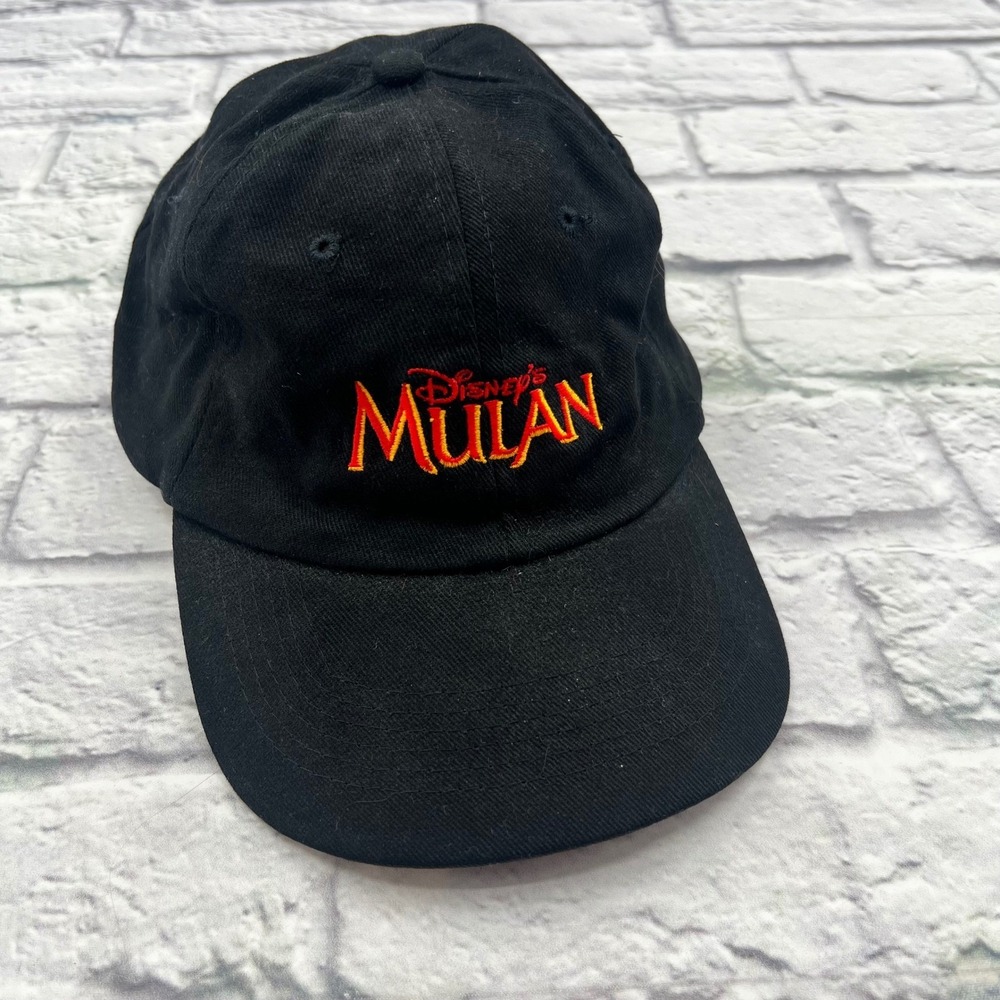 Vintage 1998 Disney Mulan Movie Promo Hat Black Embroidered Strapback Dad Cap